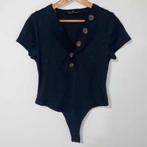 2/$15 Derek Heart Black Bodysuit Size L